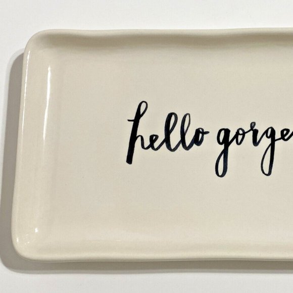 RAE DUNN HELLO GORGEOUS Platter Plate Dish Serving Vanity Tray Ceramic Coastal - Picture 2 of 9